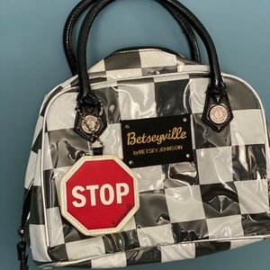 Betsey Johnson Black and White Makeup/Travel Purse